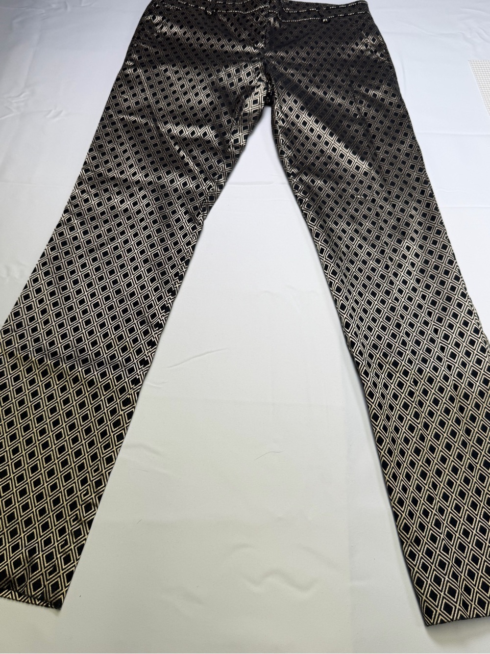 New York & Company Black and Gold Diamond Jacquard Trousers - Bold Style size 4 - Picture 5 of 16
